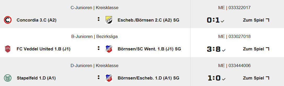 Jugendergebnisse Sep. 18